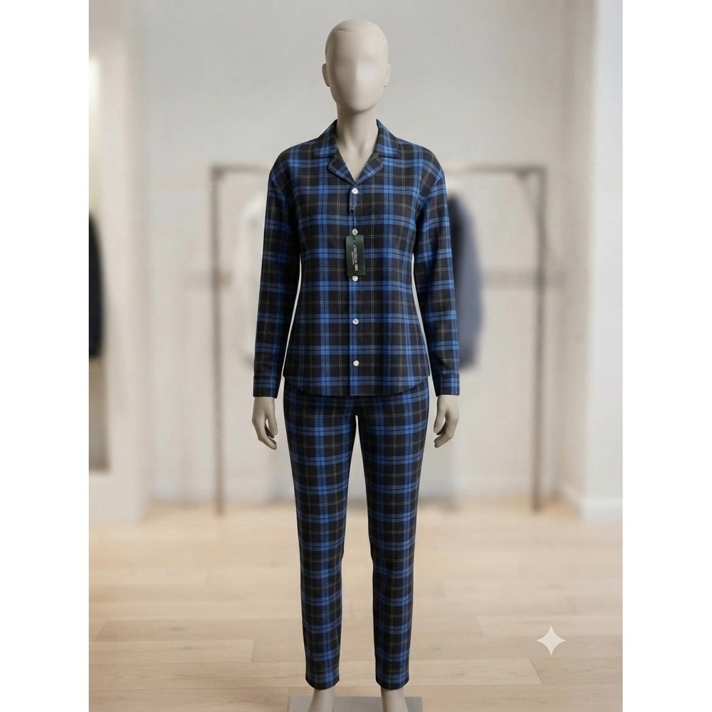 Alexander Del Rossa Womens 3X Blue Black Plaid Flannel Pajama Set NWT 2 Piece